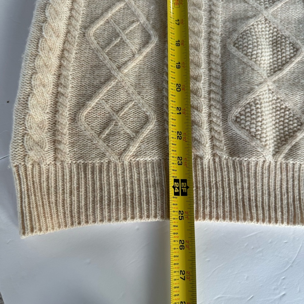 Merino Wool Cable Knit Cream Sweater, No Size Tag, Approximately size Large - Picture 8 of 10